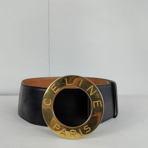 Celine Paris Black Leather Medium Belt